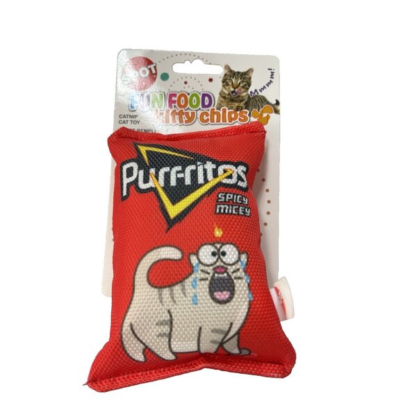 Catnip Cat Toy Plush Purrritos Spicy Micey Chip Bag Fun Play Catnip Cat Gift Toy - Picture 2 of 6